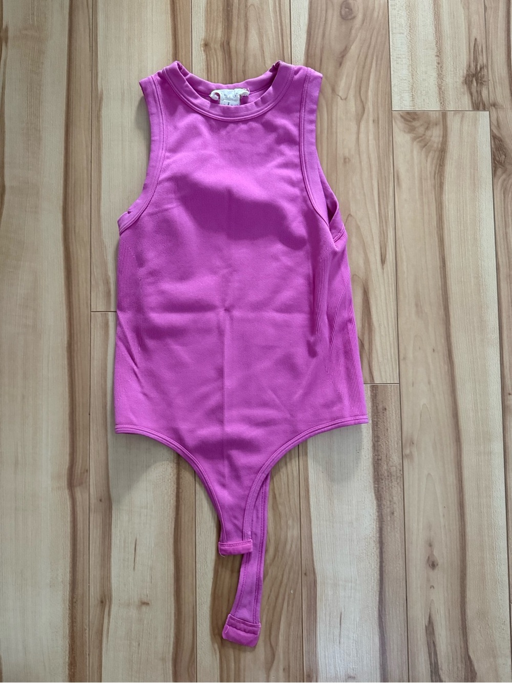 Sleeveless Hot Pink Ribbed Bodysuit